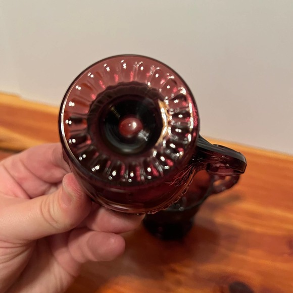 Vintage Small Cream & Sugar Set Red Amber Glass MidCentury Modern Cottage Core - Picture 6 of 7